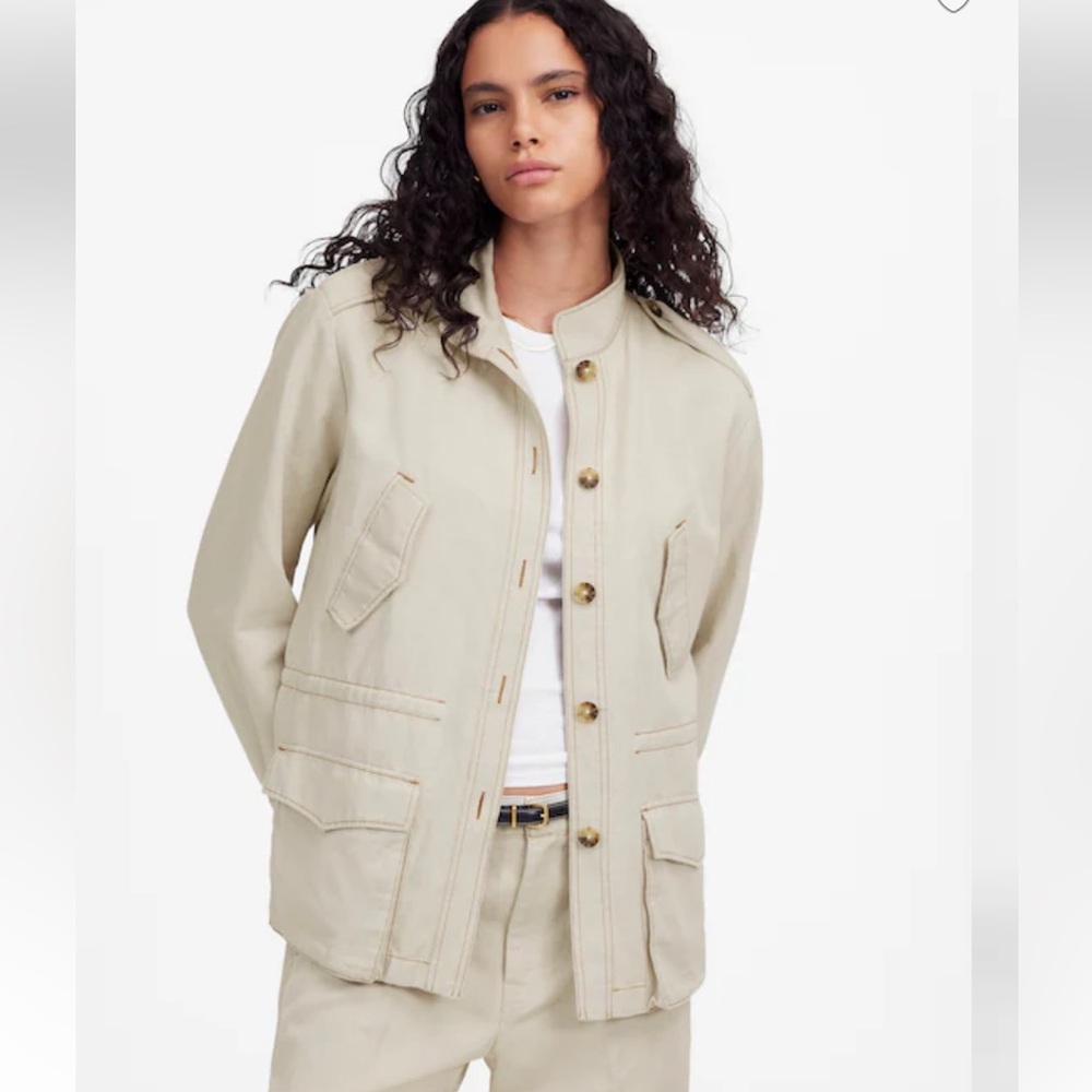 Madewell Cinched Utility Jacket in Italian Linen Twill Small Bone